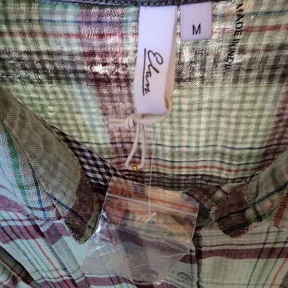 Elan Sz. M Long Sleeve Button Down Multicolored Oversized Shirt/Dress w pockets - Picture 2 of 15